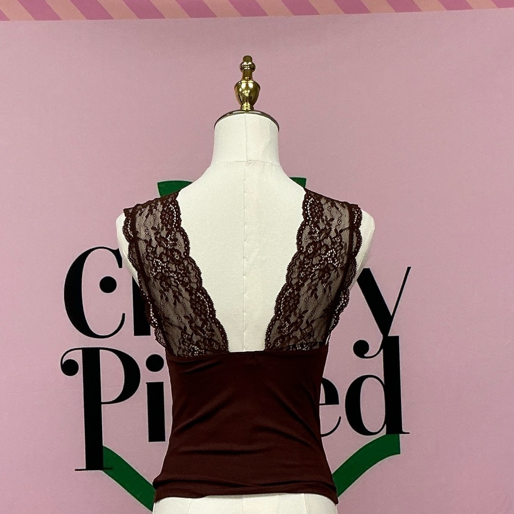 Free People Brown Lace Crop Top - Picture 2 of 3